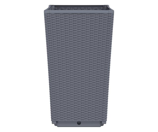 4 db szürke polipropilén kerti ültetőláda 32,5 x 32,5 x 57 cm