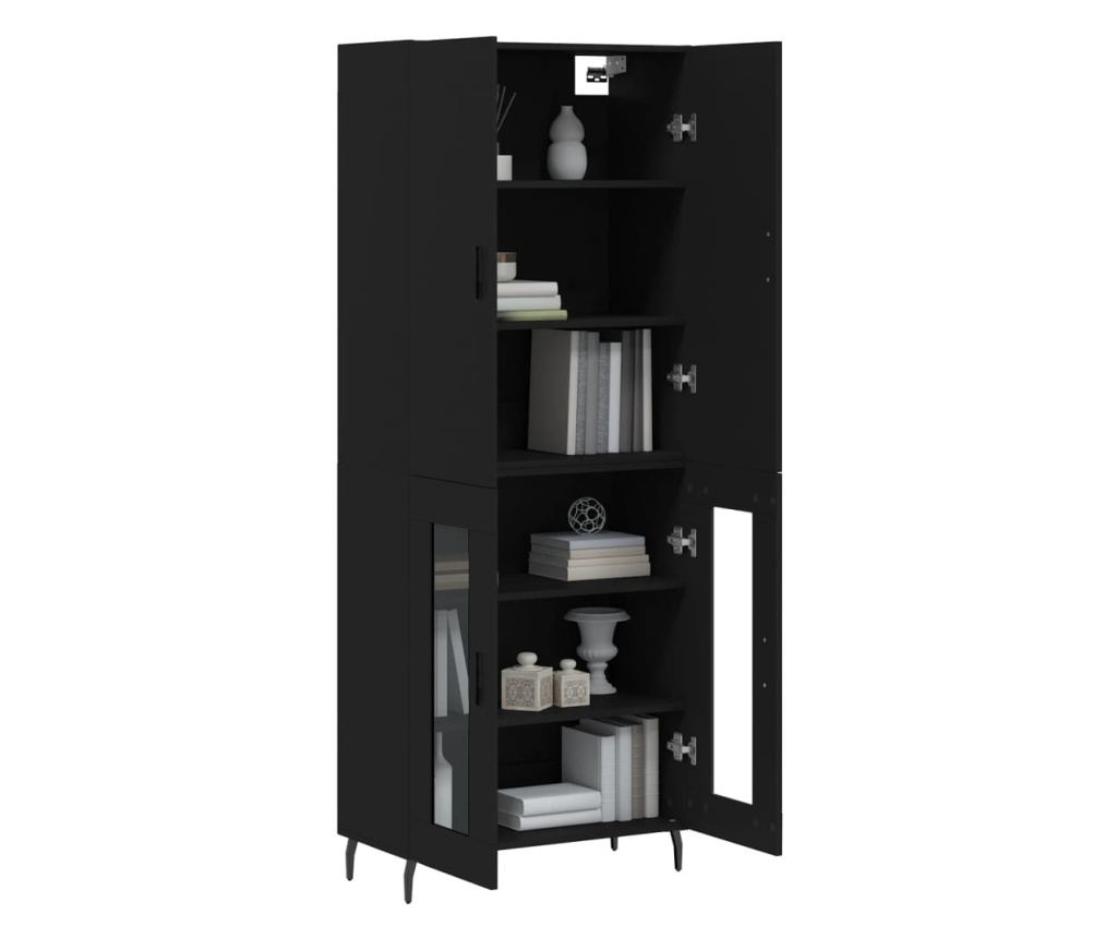 Visoka crna komoda, 69,5x34x180 cm, kompozitno drvo - 3