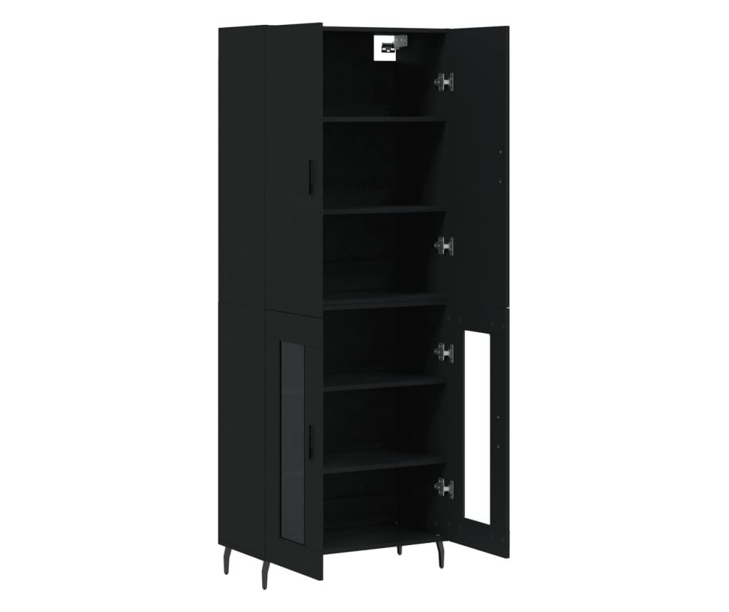 Visoka crna komoda, 69,5x34x180 cm, kompozitno drvo - 4