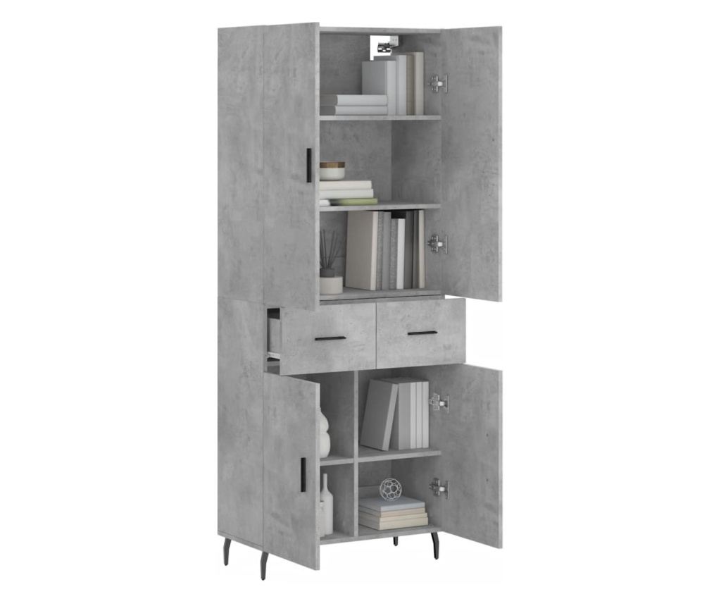 Visoka ormar, siva beton, 69,5x34x180, kompozitno drvo - 3