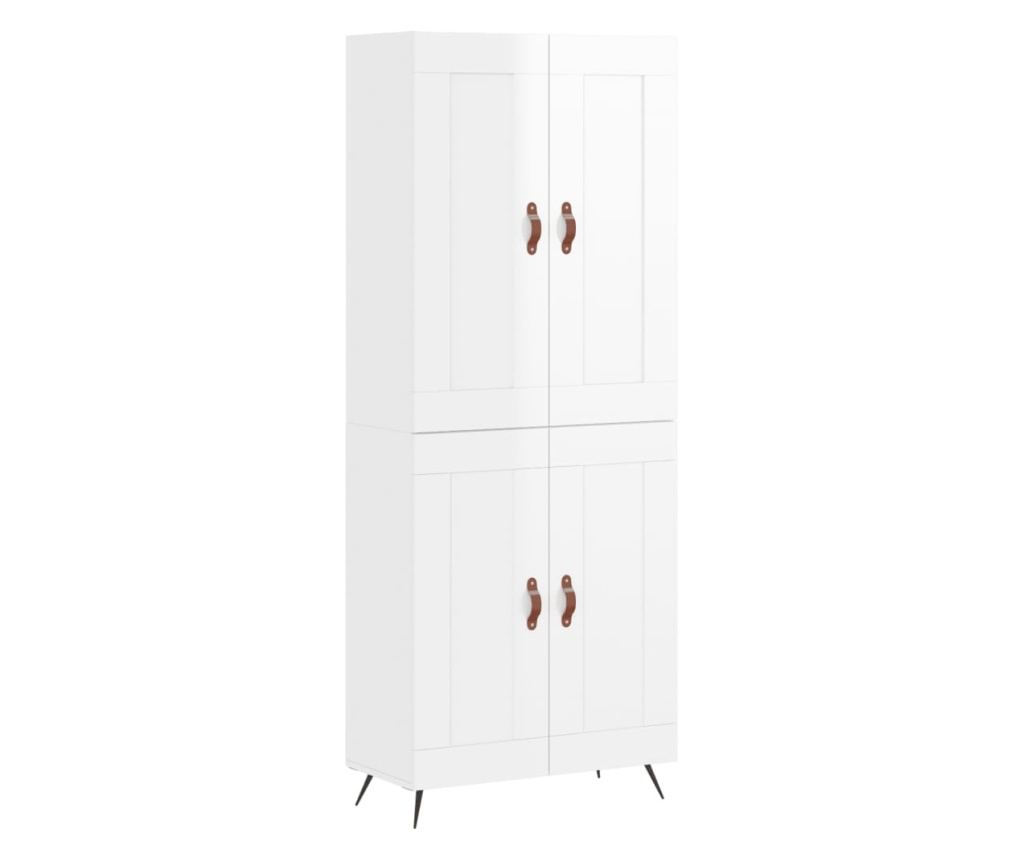Visoka ormar, sjajno bijela, 69,5x34x180 cm, kompozitno drvo - 2