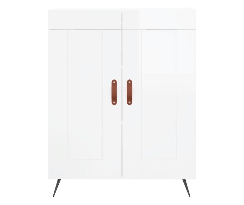 Visoka ormar, sjajno bijela, 69,5x34x180 cm, kompozitno drvo - 8