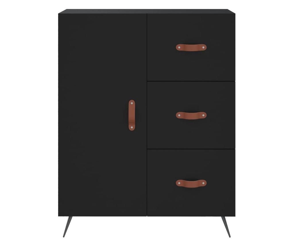 Visoka crna komoda, 69,5x34x180 cm, kompozitno drvo - 8