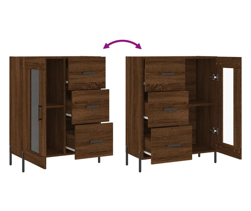 Komoda, smeđi hrast, 69,5x34x90 cm, konstruirano drvo - 9