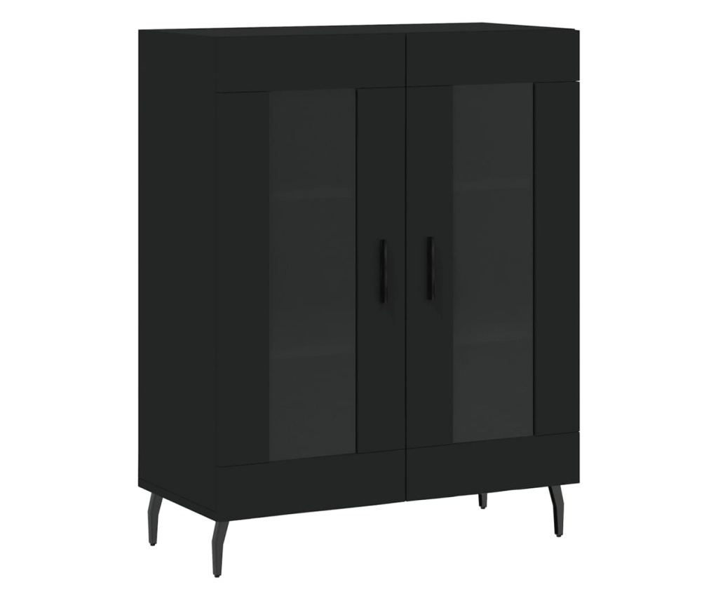 Visoka crna komoda, 69,5x34x180 cm, kompozitno drvo - 7