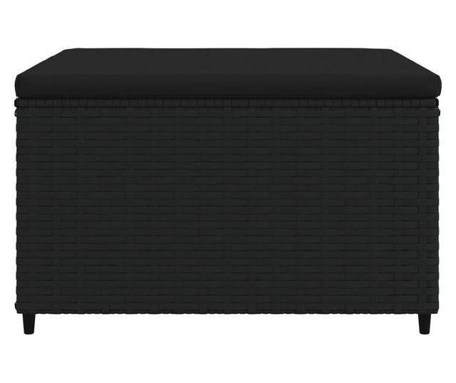 Vrtna klupa s jastukom, crna, poliratan