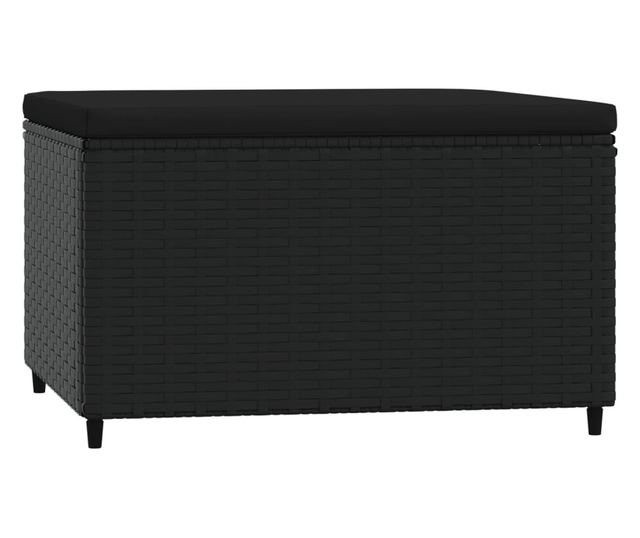 Vrtna klupa s jastukom, crna, poliratan