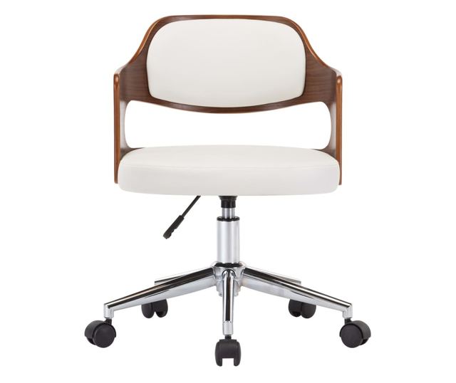 Vrtljivi stoli, 2 kosa, beli, upognjen les in umetno usnje