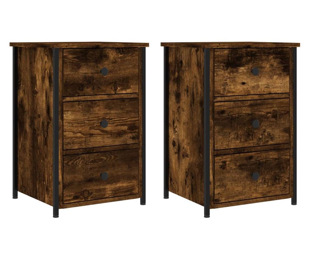 Noćni ormarići, 2 kom., dimljeni hrast, 40x36x60 cm, kompozitno drvo - 2