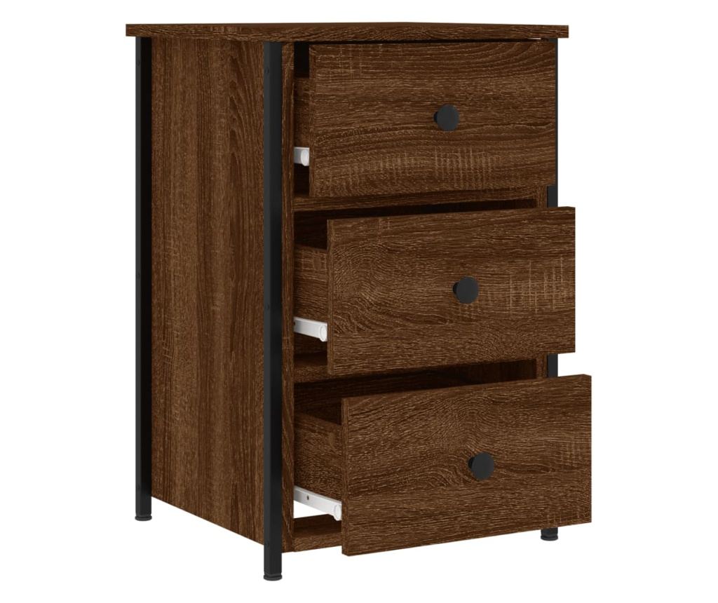 Noćni ormarići, 2 kom, smeđi hrast, 40x36x60 cm, konstruirano drvo - 7