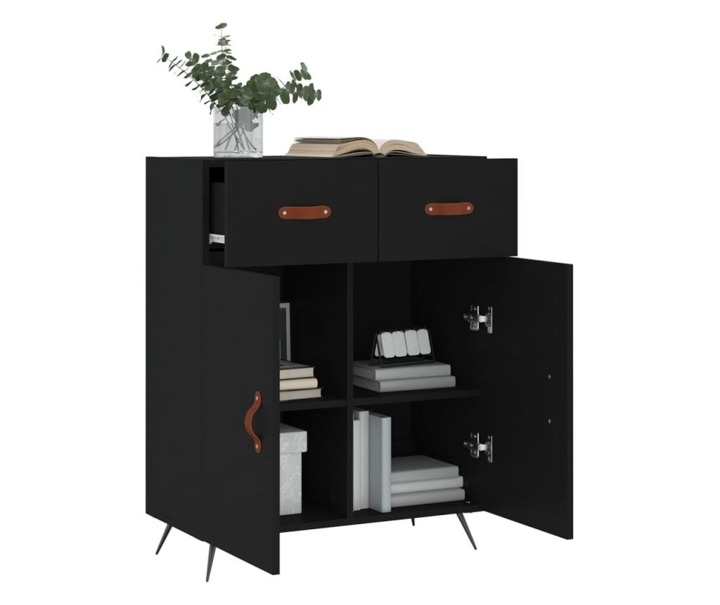 "Komoda, crna, 69,5x34x90 cm, kompozitno drvo" - 4