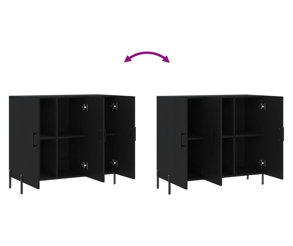 Komoda, crna, 90x34x80 cm, kompozitno drvo - 9