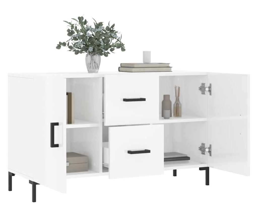 Kredenca, bijela visokog sjaja, 100x36x60 cm, kompozitno drvo - 4