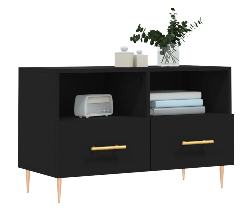 TV komoda, crna, 80x36x50 cm, obrađeno drvo - 3