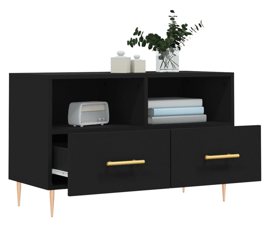 TV komoda, crna, 80x36x50 cm, obrađeno drvo - 4