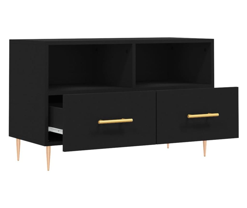 TV komoda, crna, 80x36x50 cm, obrađeno drvo - 6