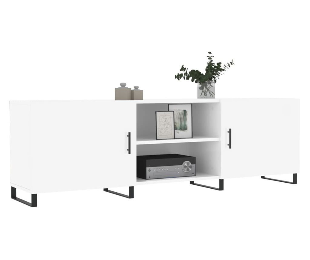 TV komoda, bijela visokog sjaja, 150x30x50 cm, kompozitno drvo - 3