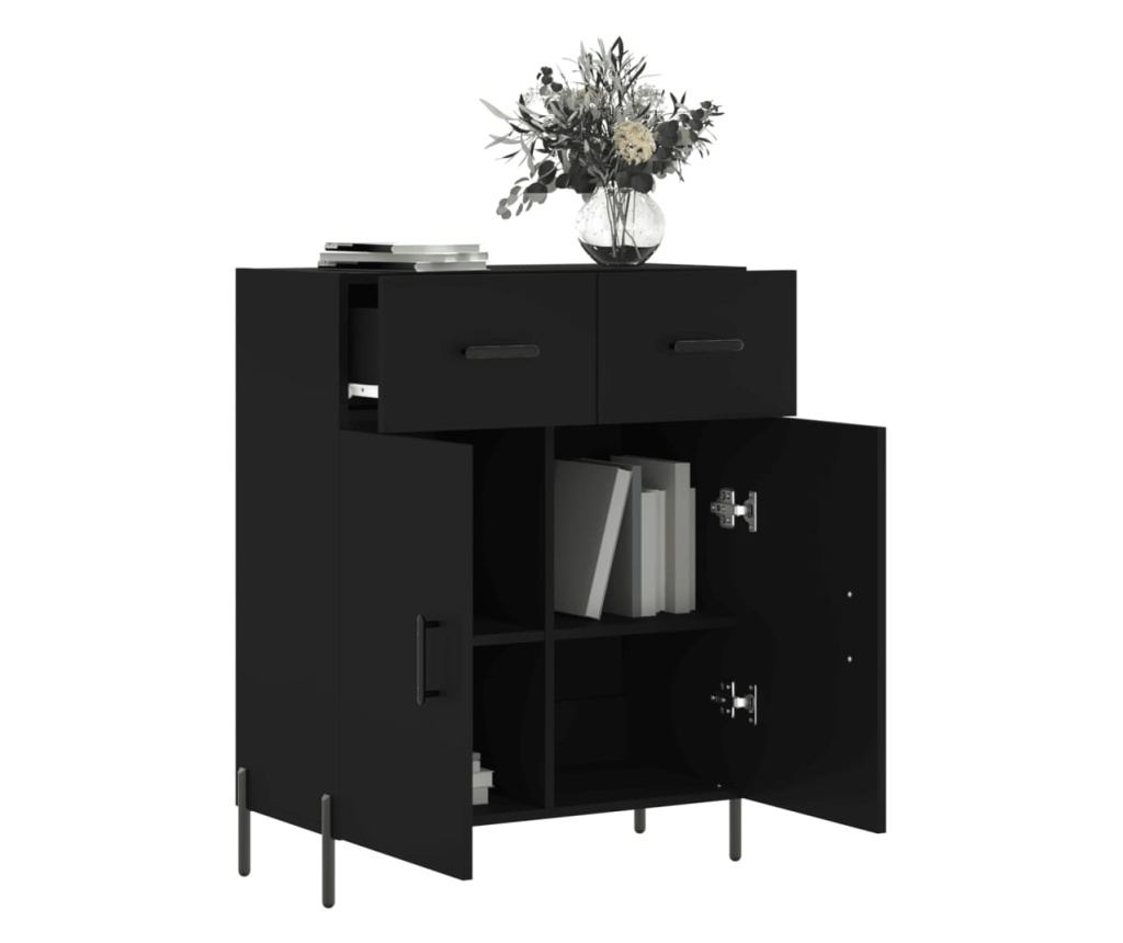 "Komoda, crna, 69,5x34x90 cm, kompozitno drvo" - 4