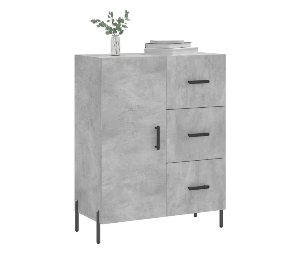Komoda, betonsko siva, 69,5x34x90 cm, konstruirano drvo - 3