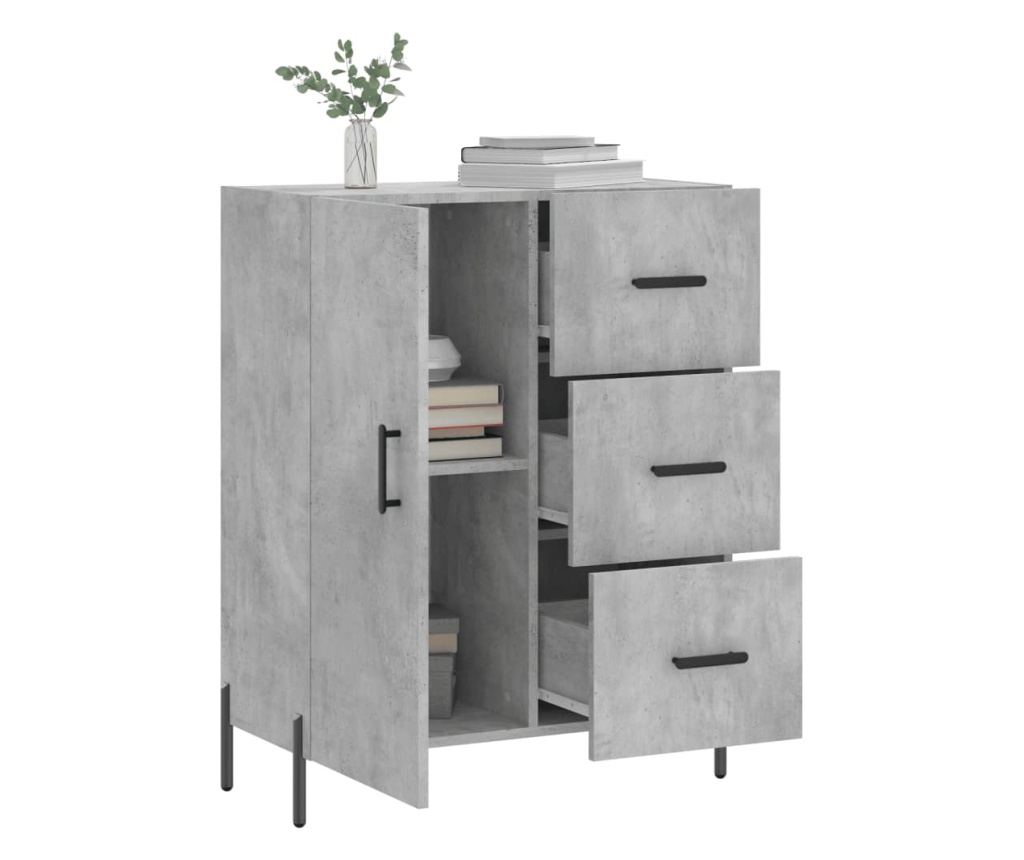 Komoda, betonsko siva, 69,5x34x90 cm, konstruirano drvo - 4