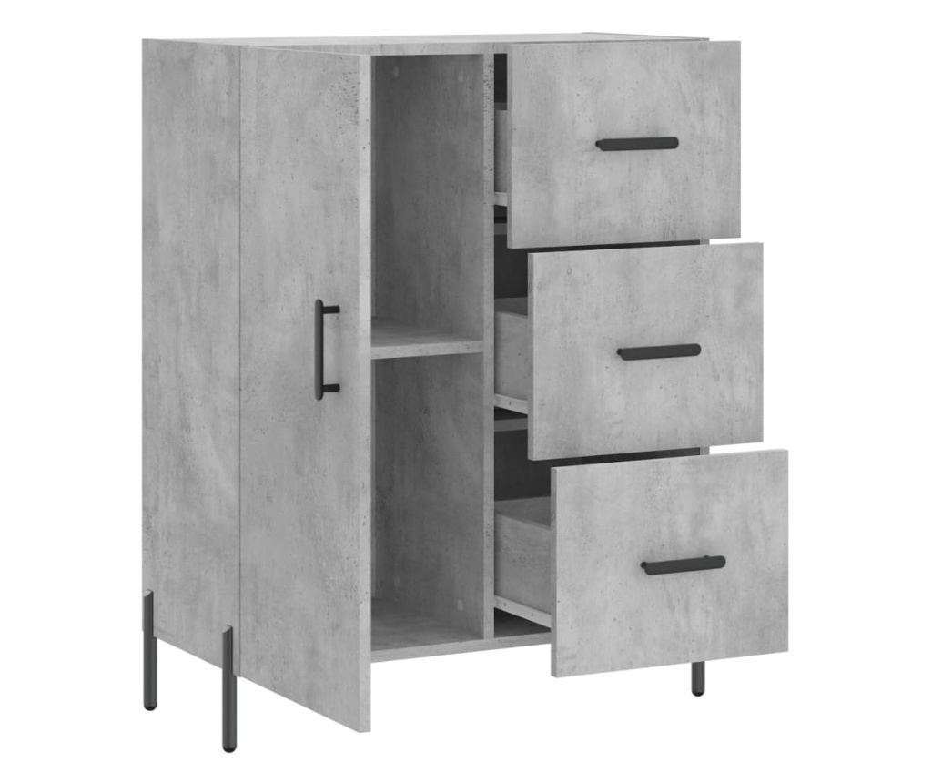 Komoda, betonsko siva, 69,5x34x90 cm, konstruirano drvo - 6