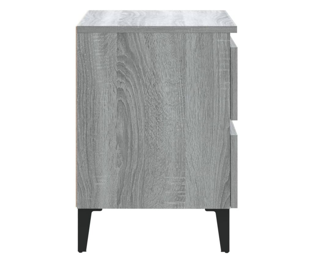 Noćni ormarić s metalnim nogama, 2 kom, Sonoma Gray, 40x35x50 cm - 5