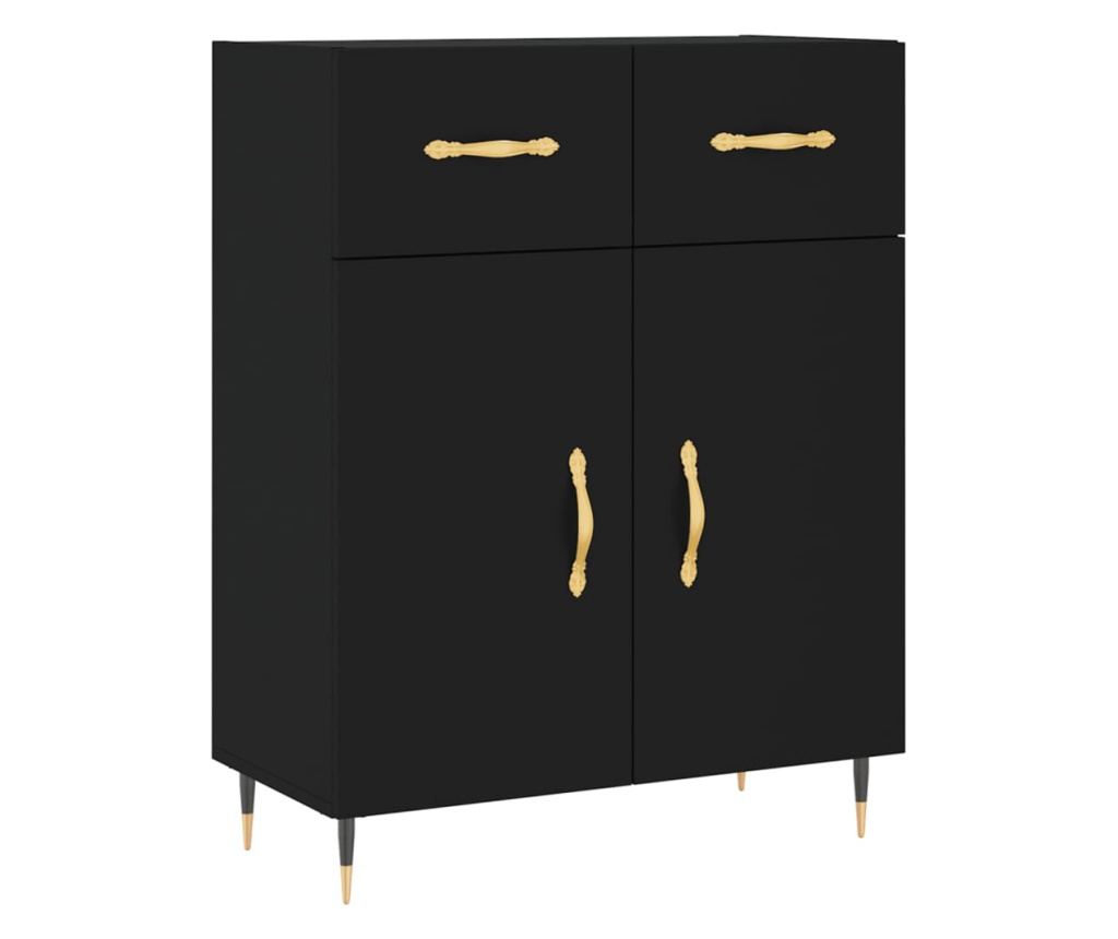 Visoka crna komoda, 69,5x34x180 cm, kompozitno drvo - 7