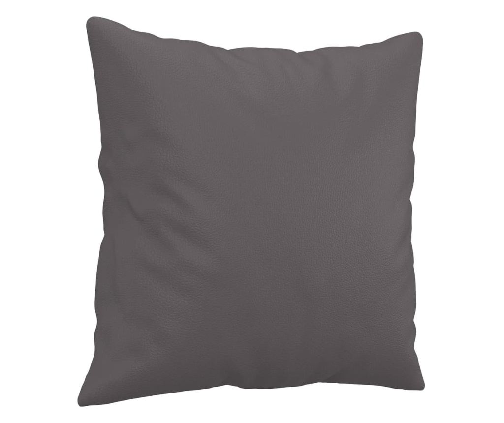 Двуместен диван с възглавници, сив, 120 см, изкуствена кожа - 6