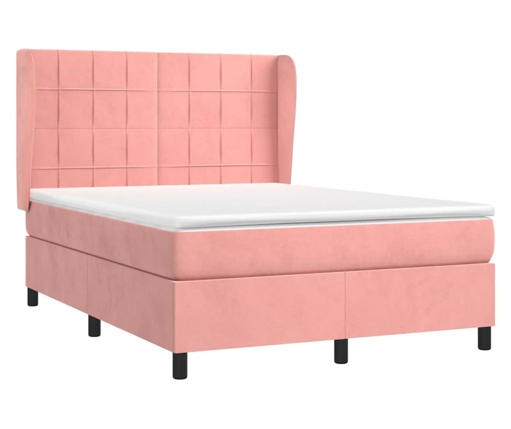 Боксспринг легло с матрак, розово, 140x200 см, кадифе - 3