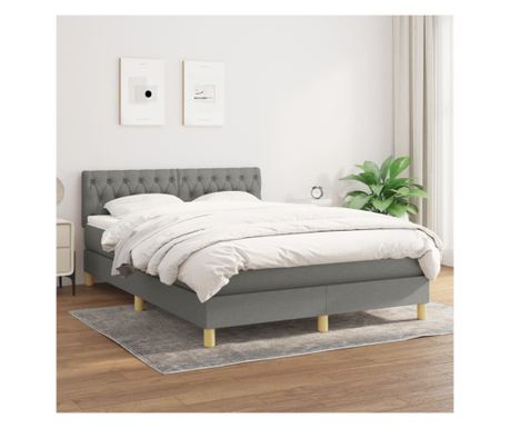 Box krevet s madracem, tamnosiva, 140x190 cm, tekstil