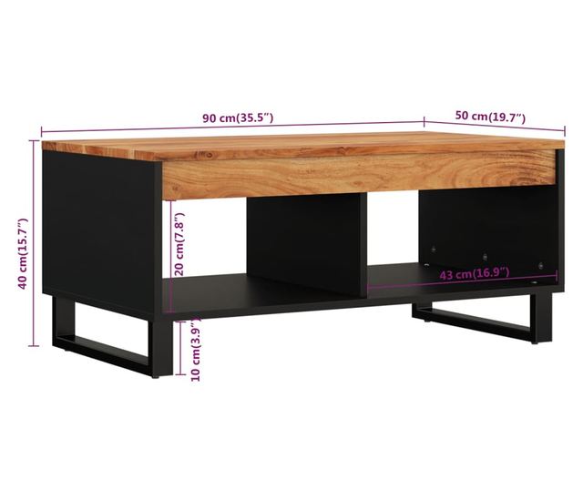 Stolić za kavu, 90x50x40 cm, masivno drvo akacije