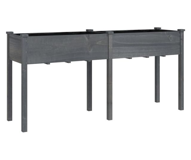 Žardinjera s oblogom, siva, 161x45x76 cm, masivno drvo jele