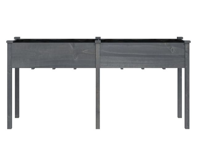 Žardinjera s oblogom, siva, 161x45x76 cm, masivno drvo jele