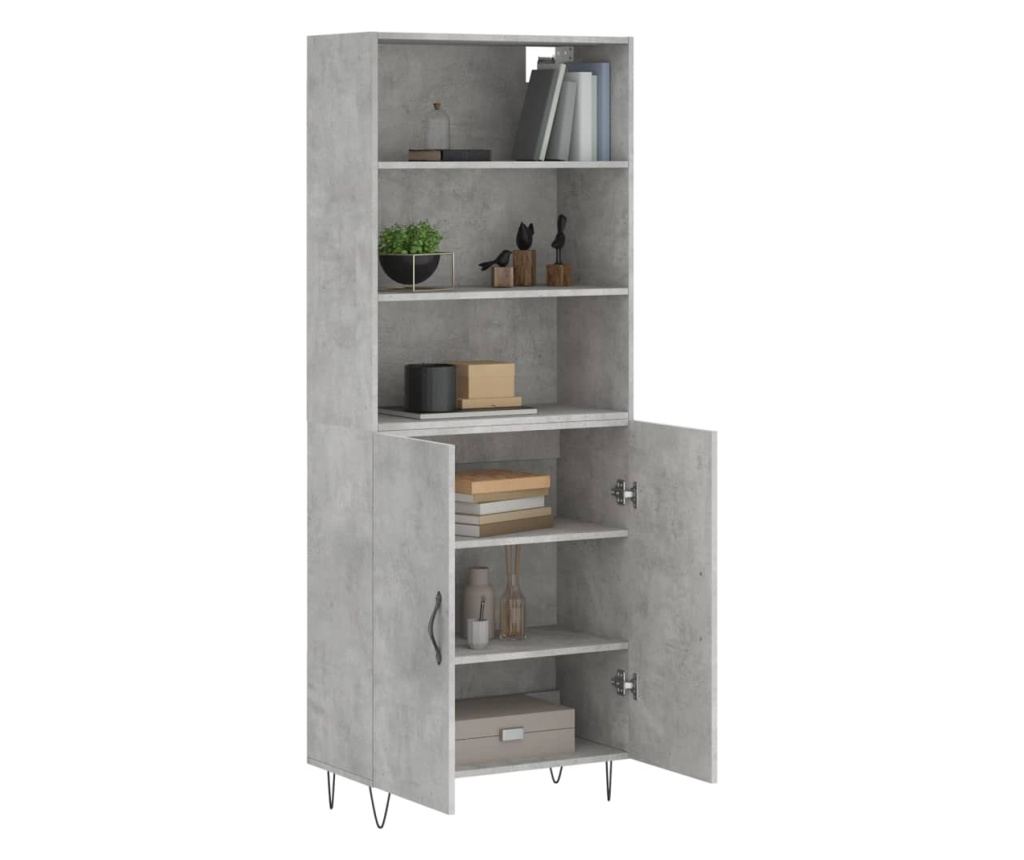 Visoki ormar, betonsko siva, 69,5x34x180 cm, konstruirano drvo - 3