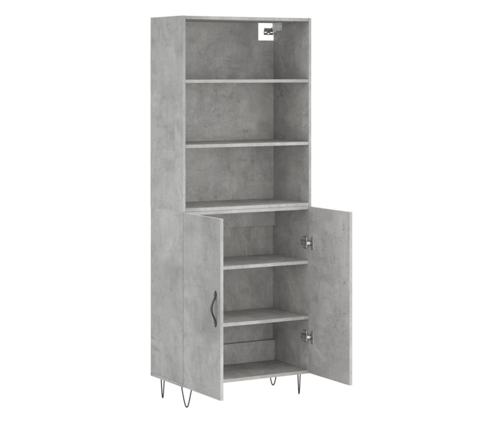 Visoki ormar, betonsko siva, 69,5x34x180 cm, konstruirano drvo - 4