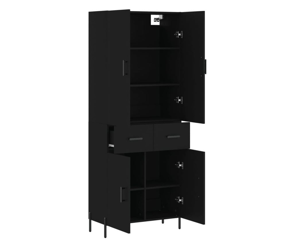 Visoka crna kompozitna drvena ormarić, 69,5x34x180 cm - 4