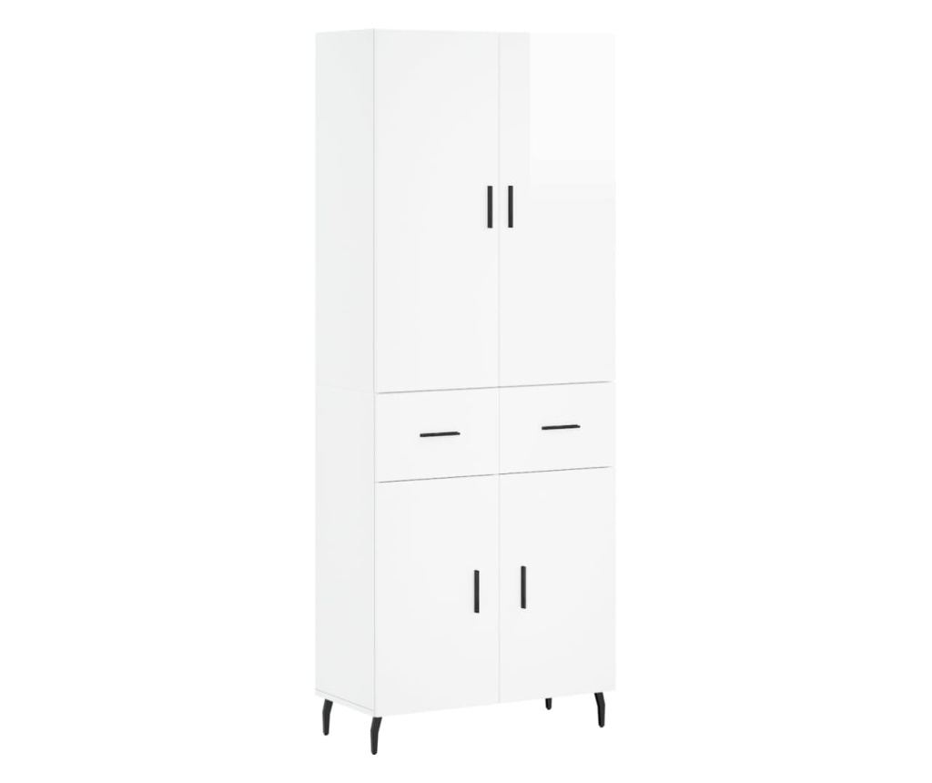 Visoka ormar, sjajno bijela, 69,5x34x180 cm, kompozitno drvo - 2