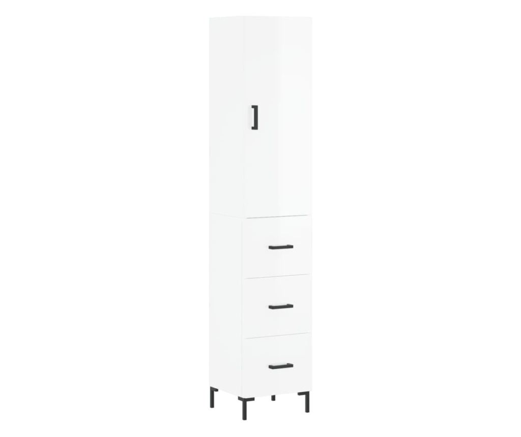 Visoka ormar, bijela visokog sjaja, 34,5x34x180 cm, obrađeno drvo - 2