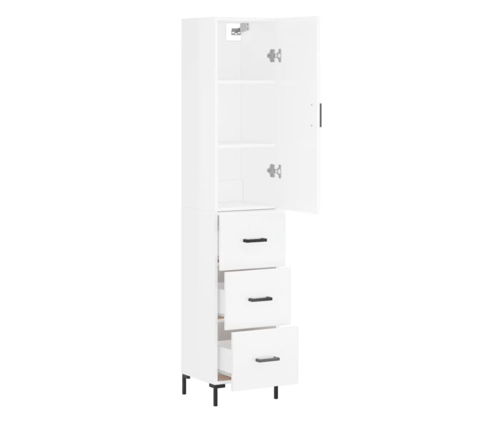 Visoka ormar, bijela visokog sjaja, 34,5x34x180 cm, obrađeno drvo - 4