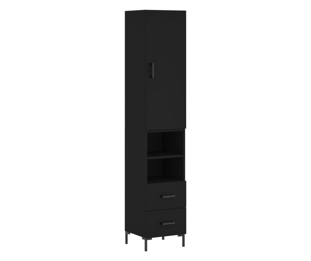 Visoka crna vitrina, 34,5x34x180 cm, obrađeno drvo - 2