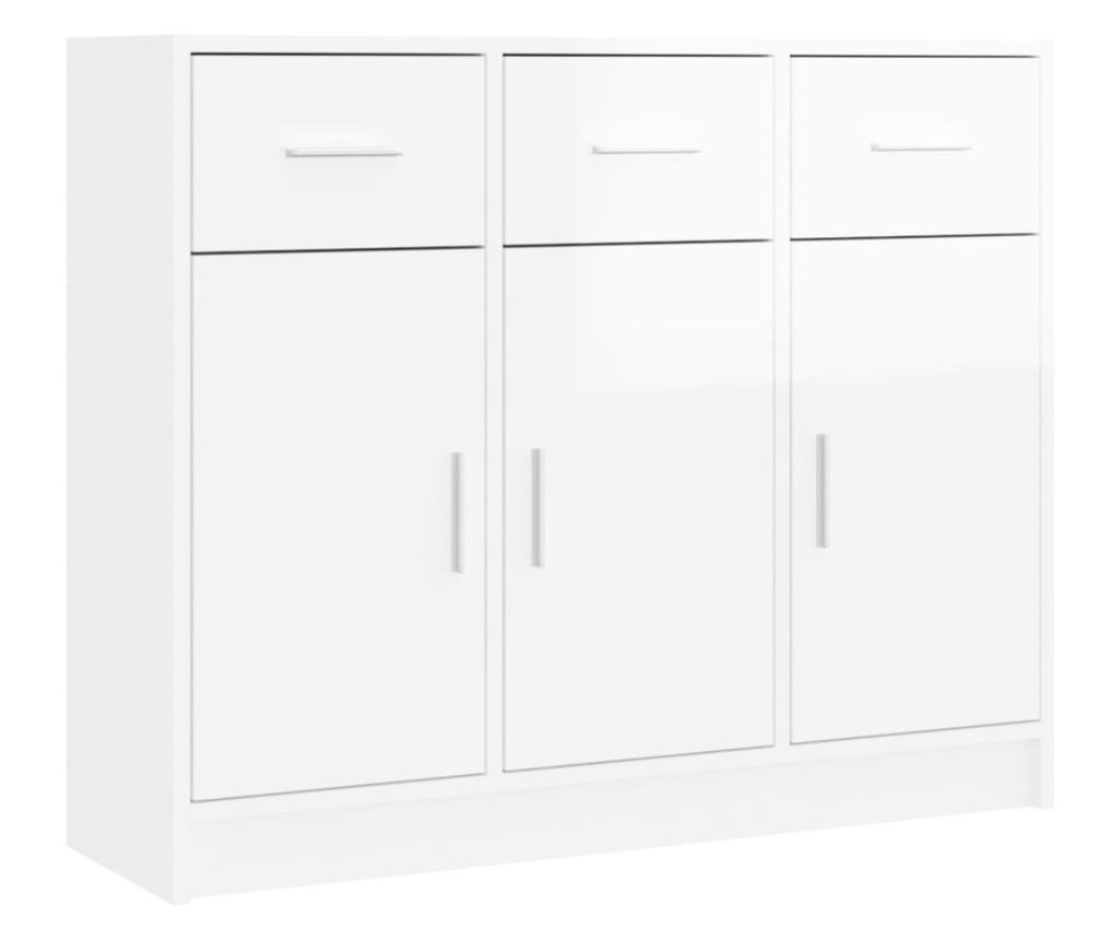 Bijela komoda visokog sjaja, 91x28x75 cm, obrađeno drvo - 2