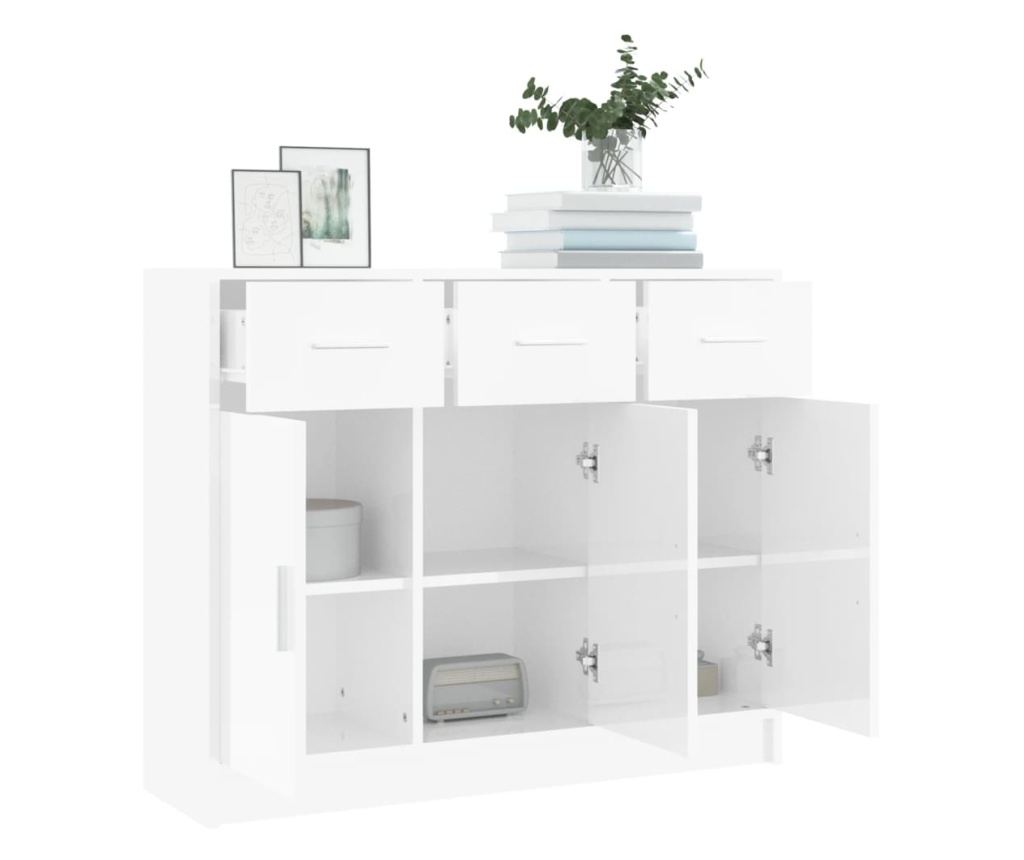 Bijela komoda visokog sjaja, 91x28x75 cm, obrađeno drvo - 4