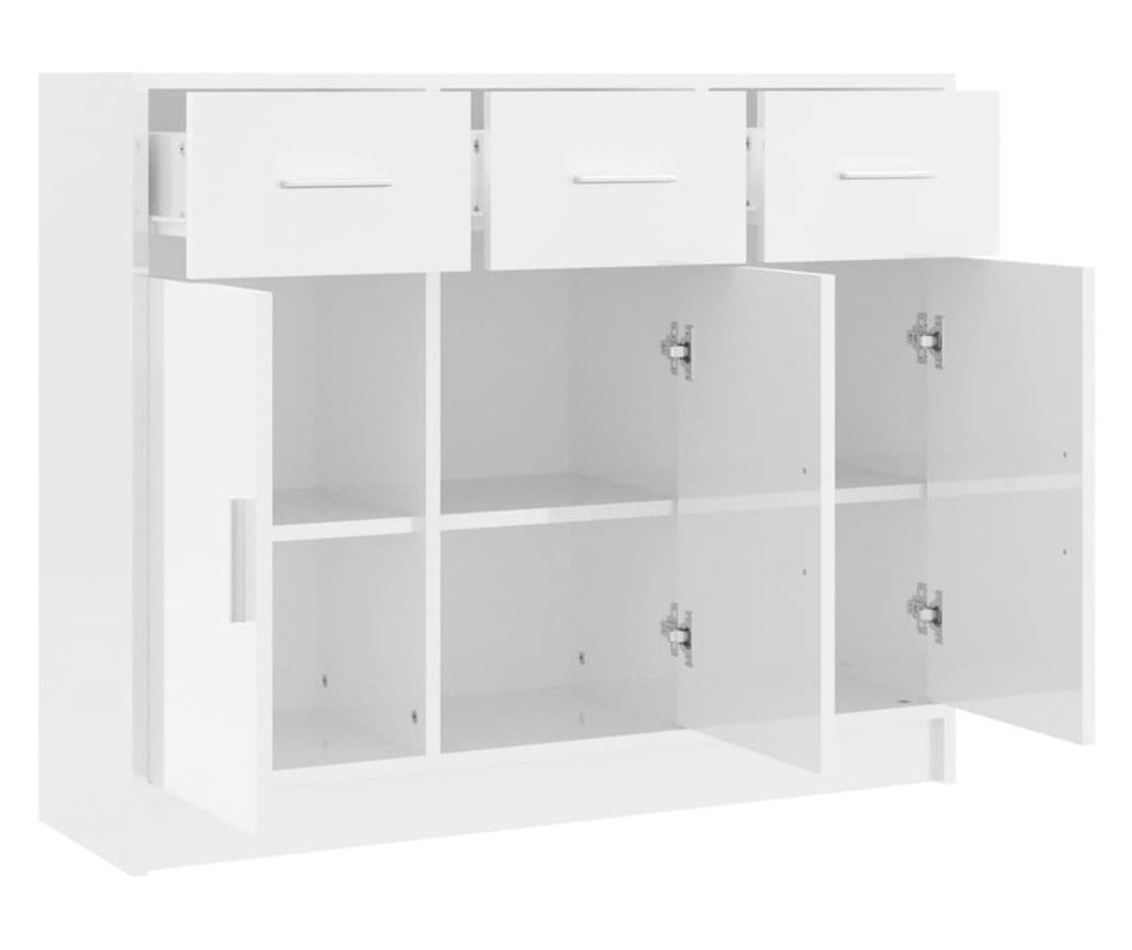 Bijela komoda visokog sjaja, 91x28x75 cm, obrađeno drvo - 6
