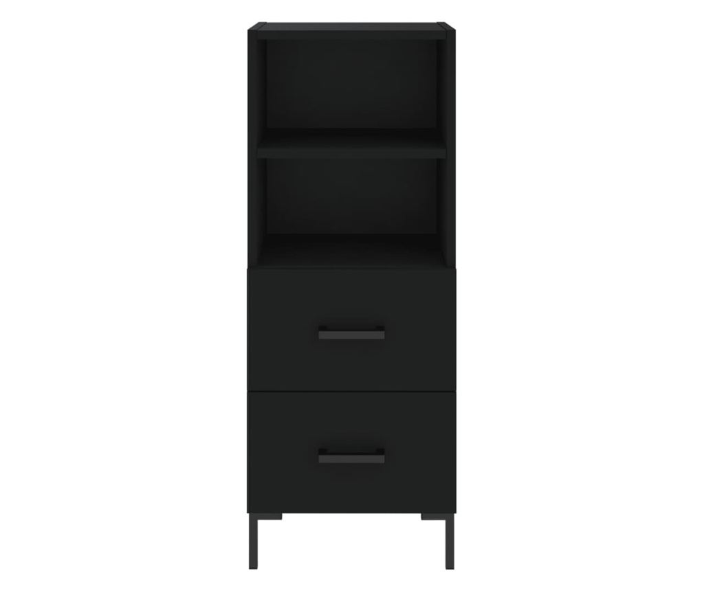 Visoka crna vitrina, 34,5x34x180 cm, obrađeno drvo - 6