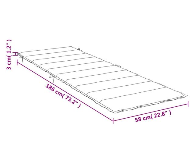 melange tópszínű szövet napozóágy párna 186 x 58 x 3 cm