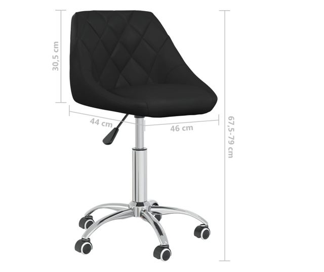 Vrtljivi kuhinjski stoli, 6 kosov, črno umetno usnje