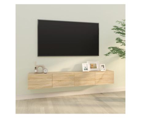 Zidne TV komode 2 kom. Hrast 100x30x30 cm Konstruirano drvo