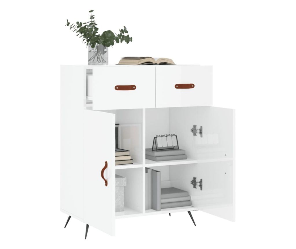 Konzola, bijela visokog sjaja, 69,5x34x90 cm, kompozitno drvo - 4