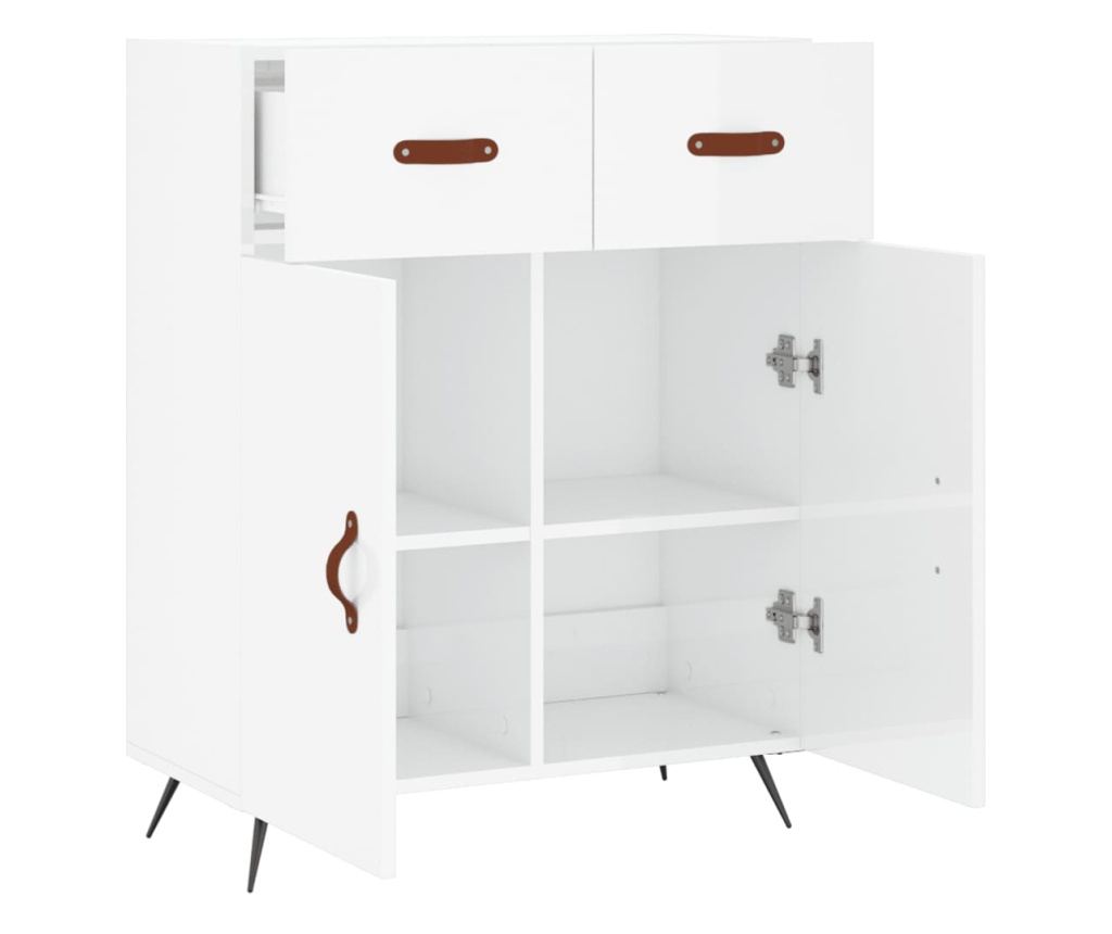 Konzola, bijela visokog sjaja, 69,5x34x90 cm, kompozitno drvo - 5