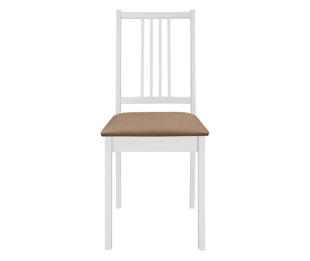 Jedilni stoli z blazinami, 6 kosov, beli, masivni les